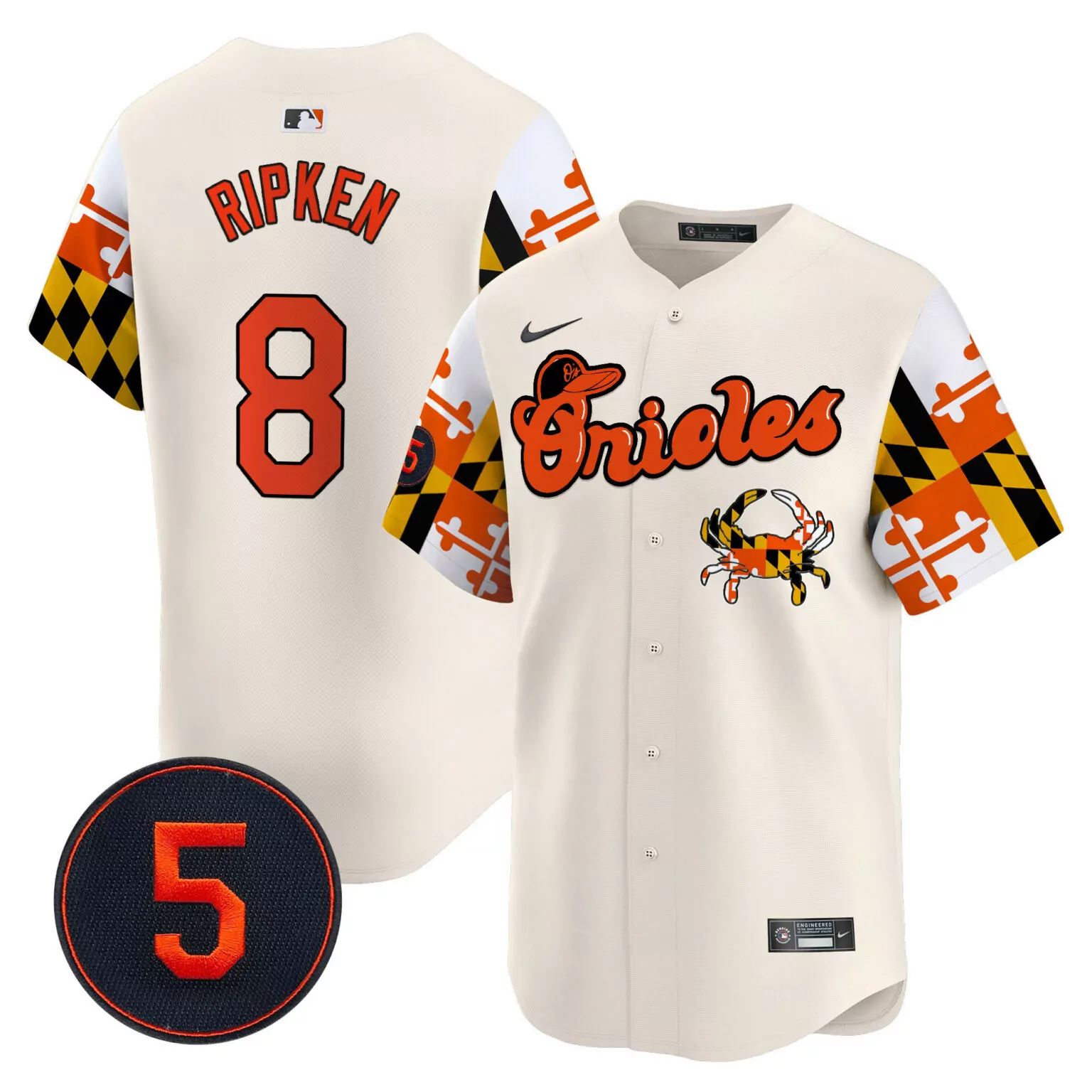 Cal Ripken 8 Orioles Jersey Cream City Connect Baltimore Crab Number Men Alternate