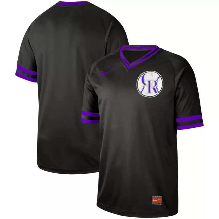 Custom Colorado Rockies Jersey Black Men Purple Cooperstown Collection Stitched
