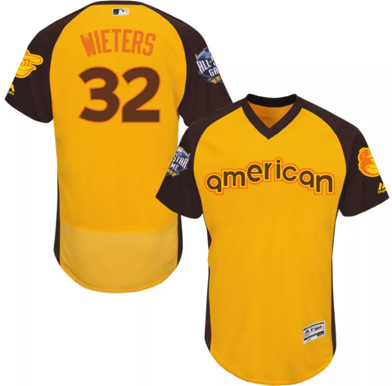 Matt Wieters 32 American League Jersey Gold All-star Game Men Brown Cool Base