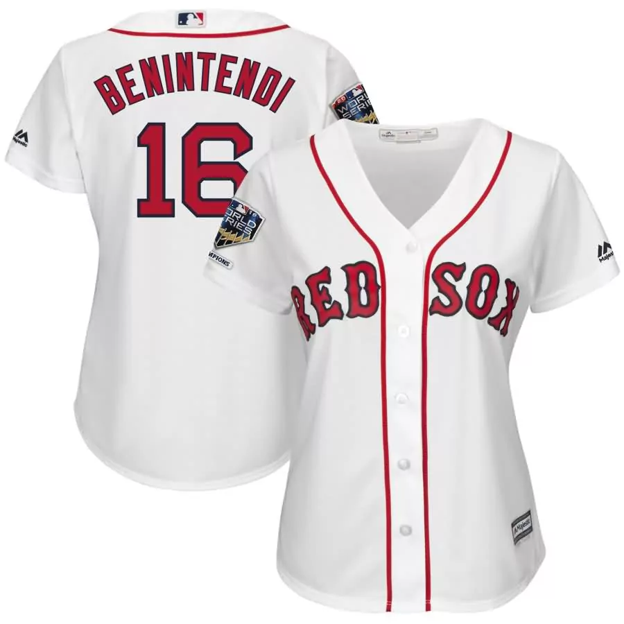 Andrew Benintendi 16 Red Sox Jersey White 2018 World Series Champions Women Home