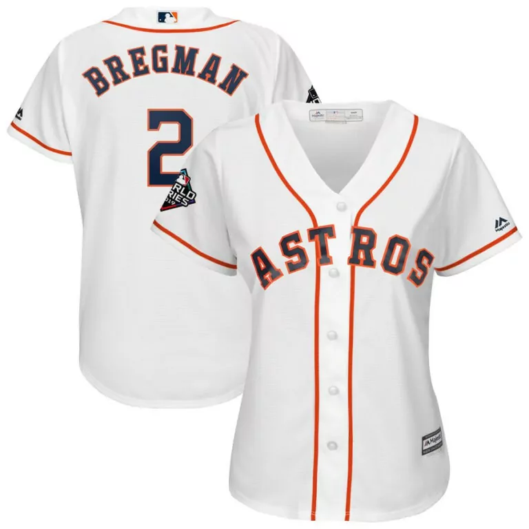 Alex Bregman 2 Astros Jersey White World Series 2019 Women Orange Navy Cool Base