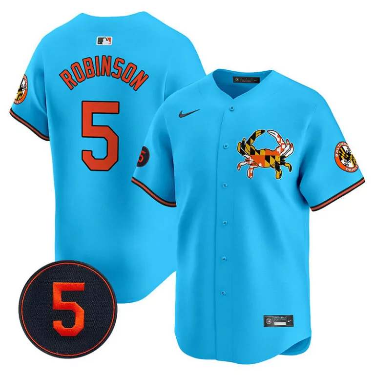 Brooks Robinson 5 Jersey Blue City Connect Baltimore Orioles Maryland Flag Crab Men