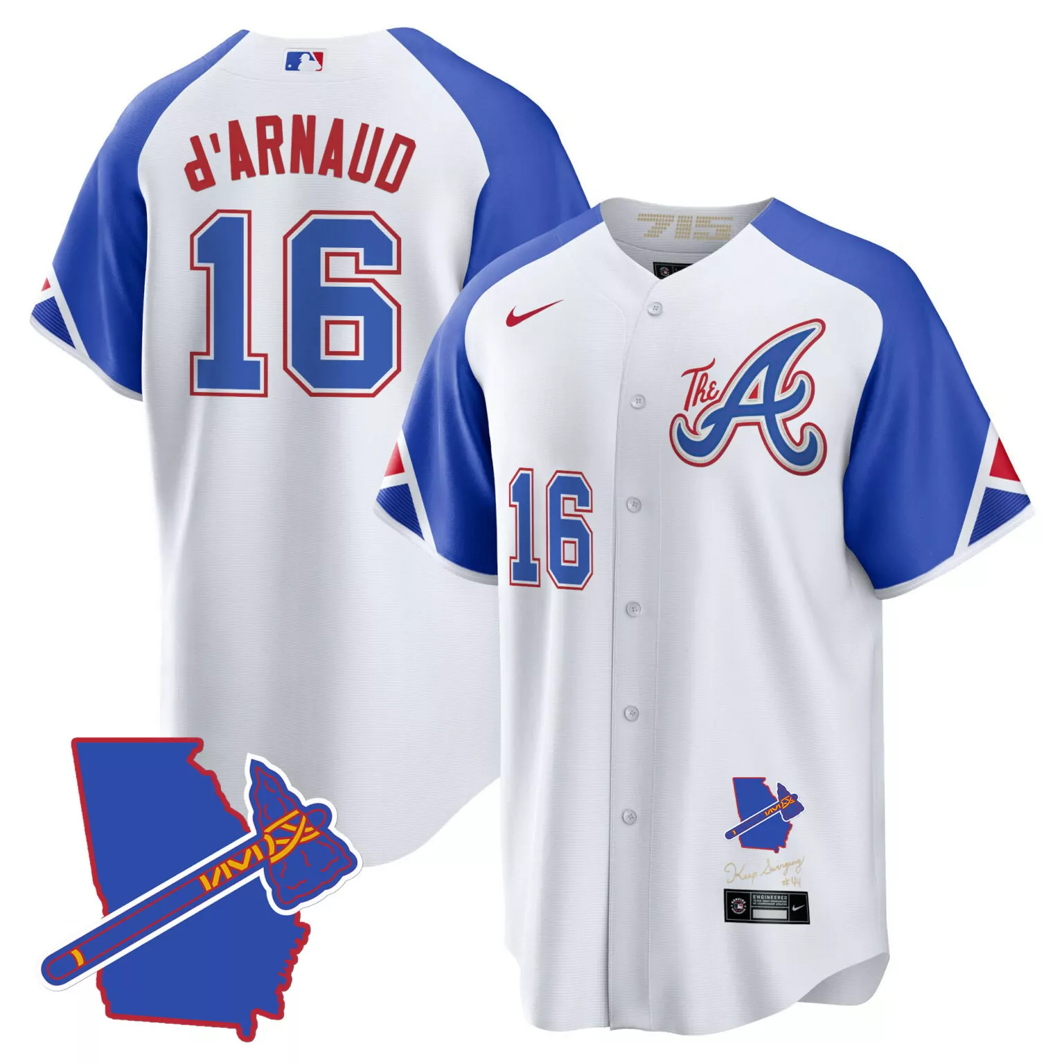 Travis Darnaud 16 Atlanta Braves Jersey White City Connect Keep Swinging Men Split Design