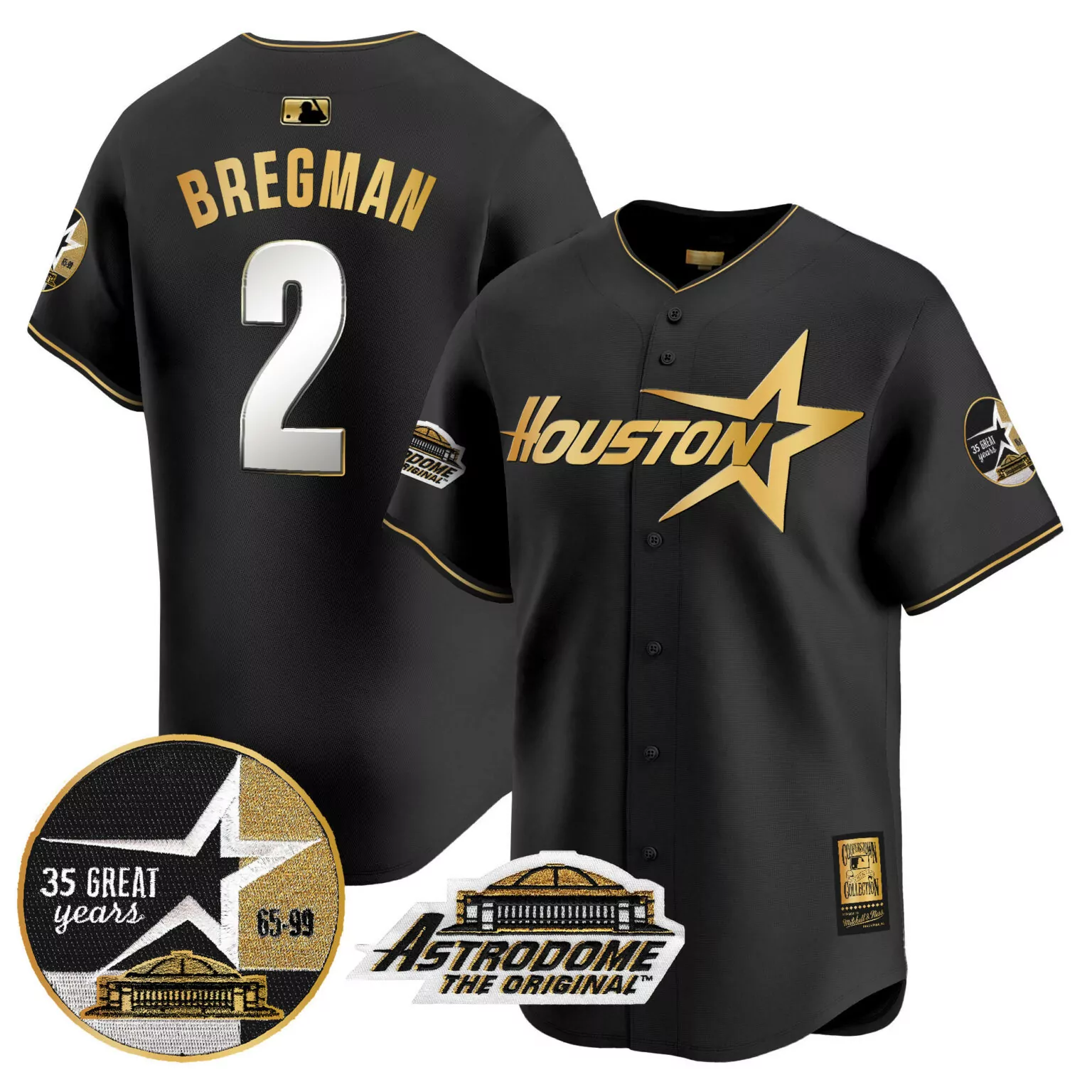 Alex Bregman 2 Houston Astros Jersey Black Astrodome 35 Great Years 65-99 Original