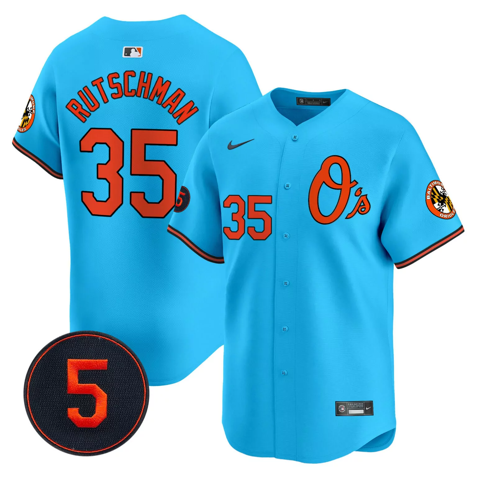 Adley Rutschman 35 Jersey Light Blue City Connect Baltimore Orioles Team Number Men