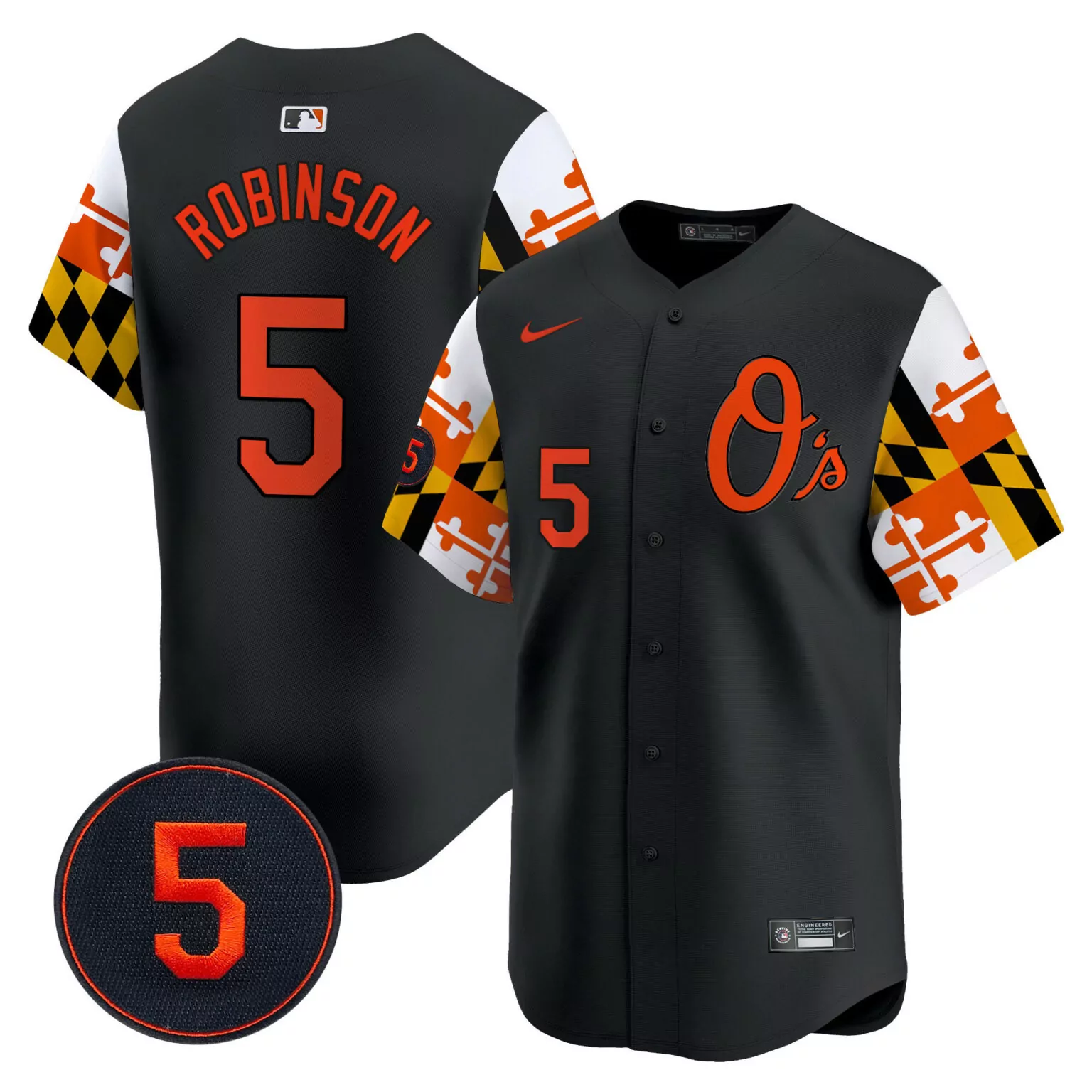 Brooks Robinson 5 Jersey Black City Connect Baltimore Orioles Men Alternate Split Design