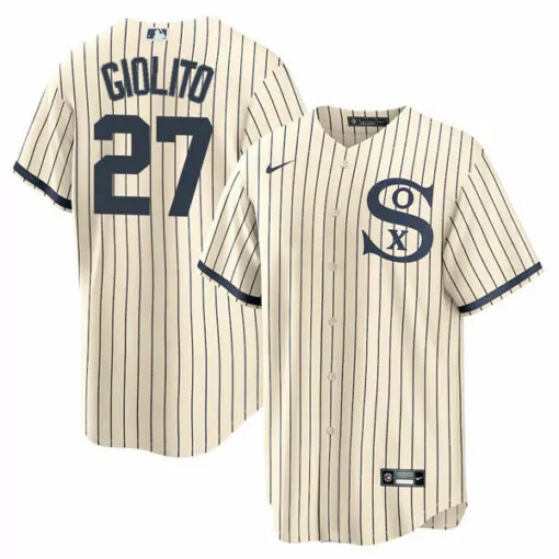 Lucas Giolito 27 Jersey Cream Chicago White Sox Men Navy Cool Base Stitched