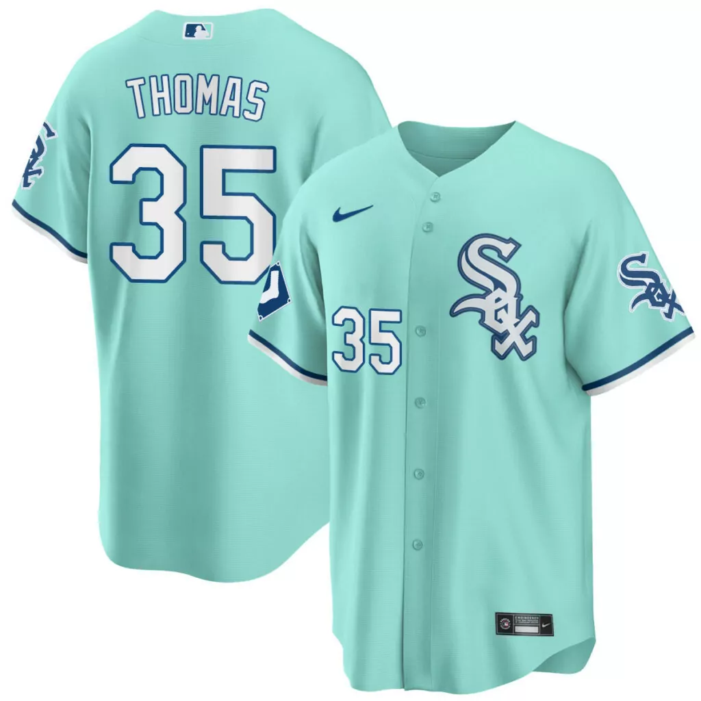 Frank Thomas 35 Chicago White Sox Jersey Aqua Men Alternate Navy Collection All Stitched
