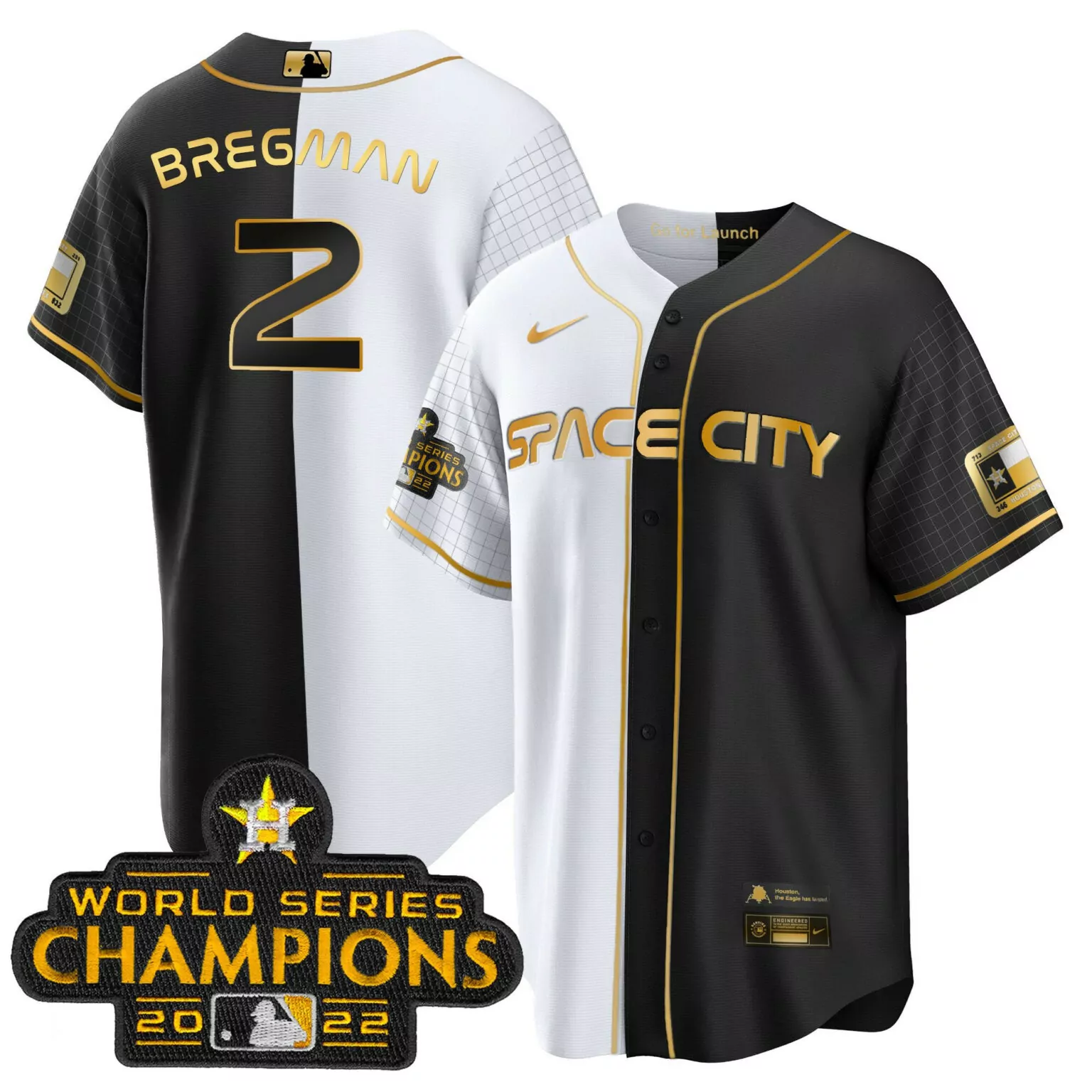Alex Bregman 2 Houston Astros Jersey Black Space City World Series Champions 2022