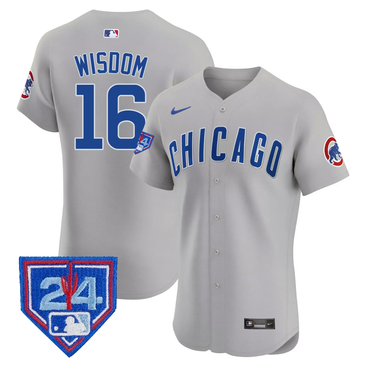 Patrick Wisdom 16 Chicago Cubs Jersey Gray Men Blue Red White v2 All Stitched