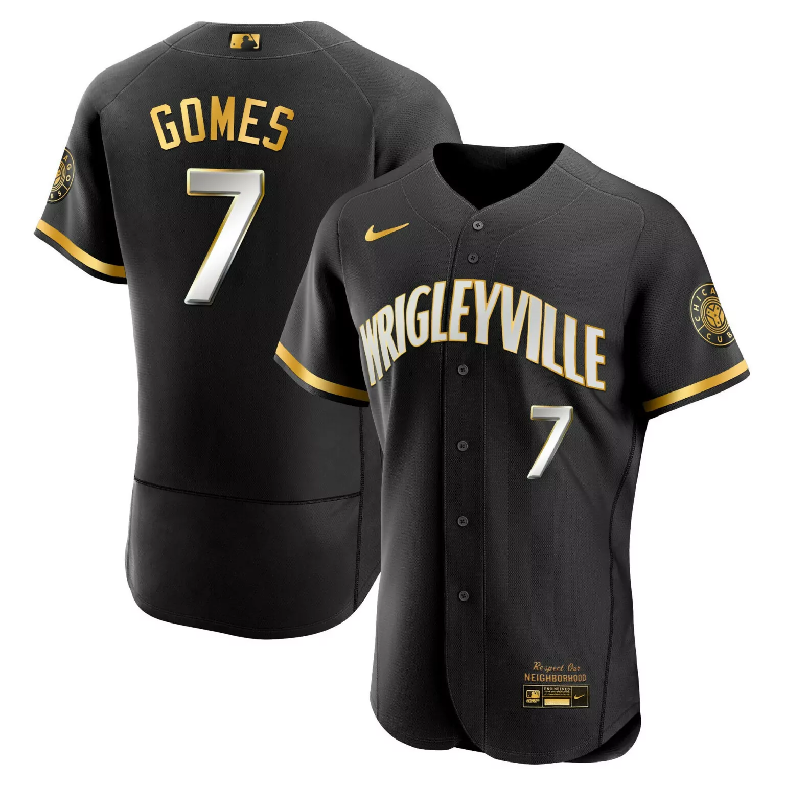 Yan Gomes 7 Chicago Cubs Jersey Black Wrigleyville Alternate Respect Our Neighborhood 2023