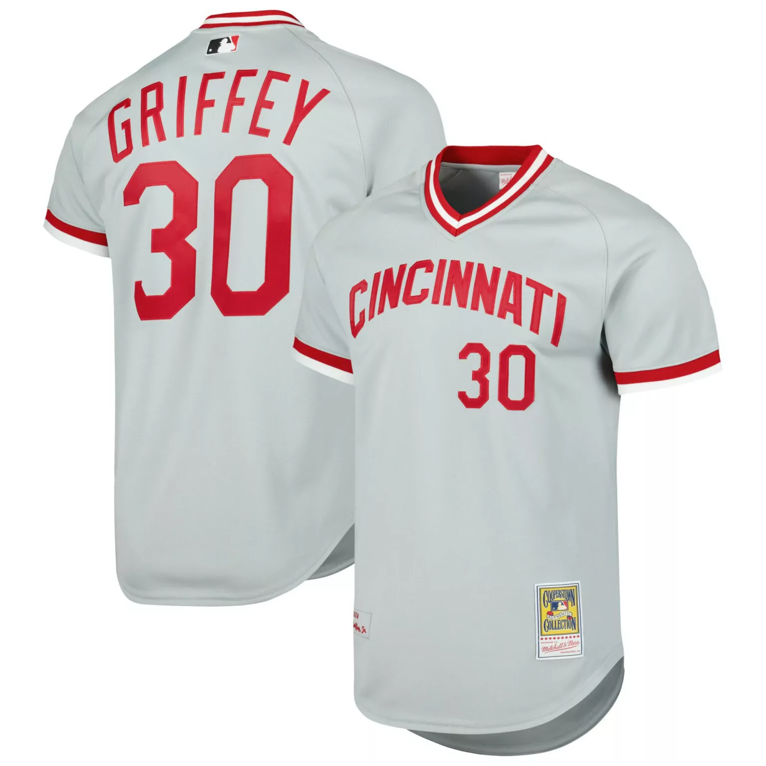 Ken Griffey 30 Cincinnati Reds Jersey Gray Cooperstown Collection Mitchell Ness Men