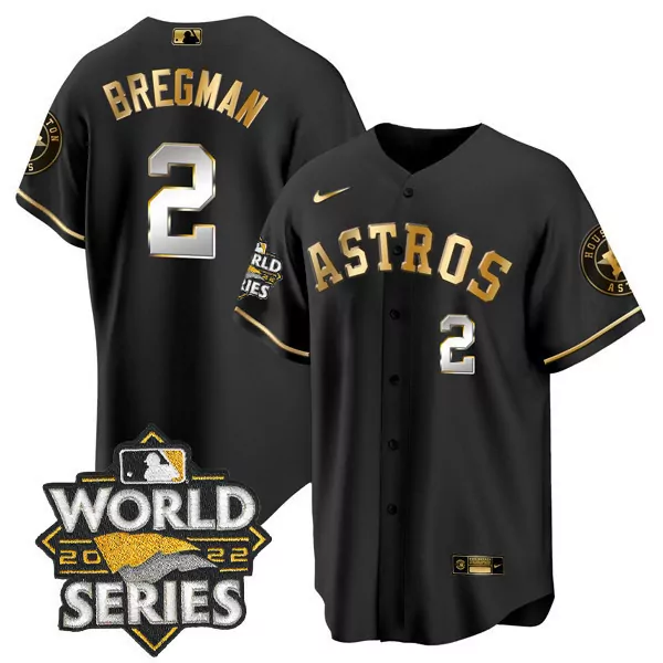 Alex Bregman 2 Astros Jersey Black World Series 2022 Men Gold Flex All Stitched