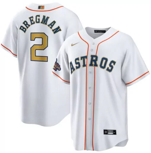 Alex Bregman 2 Astros Jersey White World Series Champions Men Orange Navy Collection