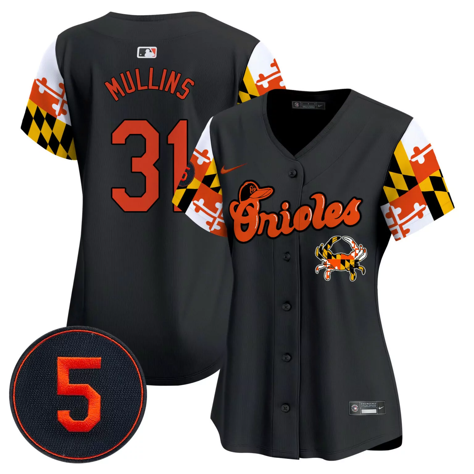 Cedric Mullins 31 Orioles Jersey Black City Connect Crab Men Split Design Orange