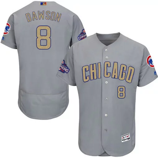 Andre Dawson 8 Chicago Cubs Jersey Gray World Series Champions Men Blue Gold