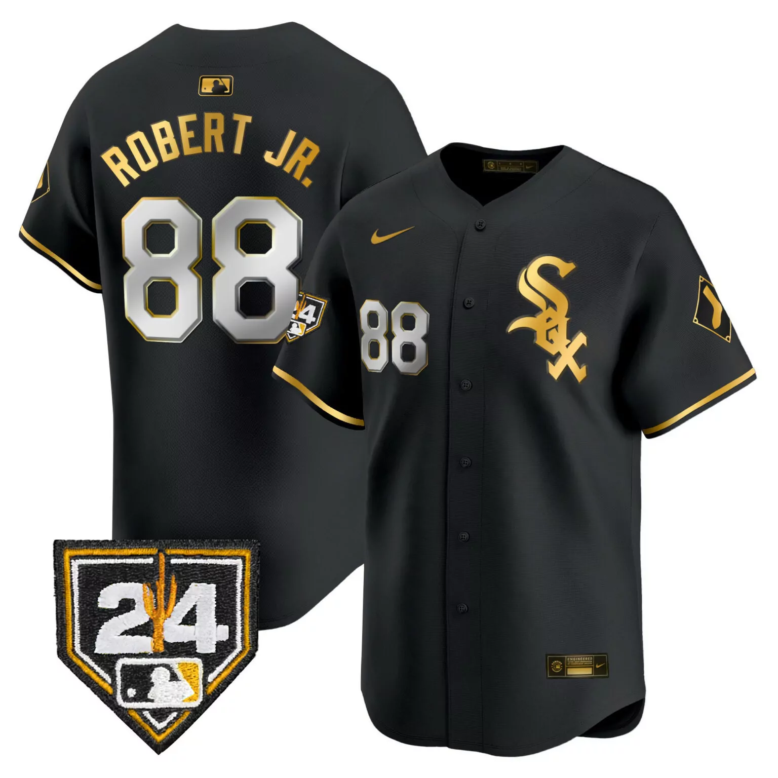 Luis Robert Jr. 88 White Sox Jersey Black City Connect Men Gold Silver All Stitched
