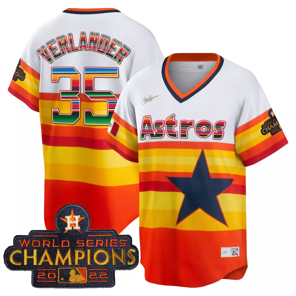 Justin Verlander 35 Astros Jersey White Cinco De Mayo World Series Champions 2022