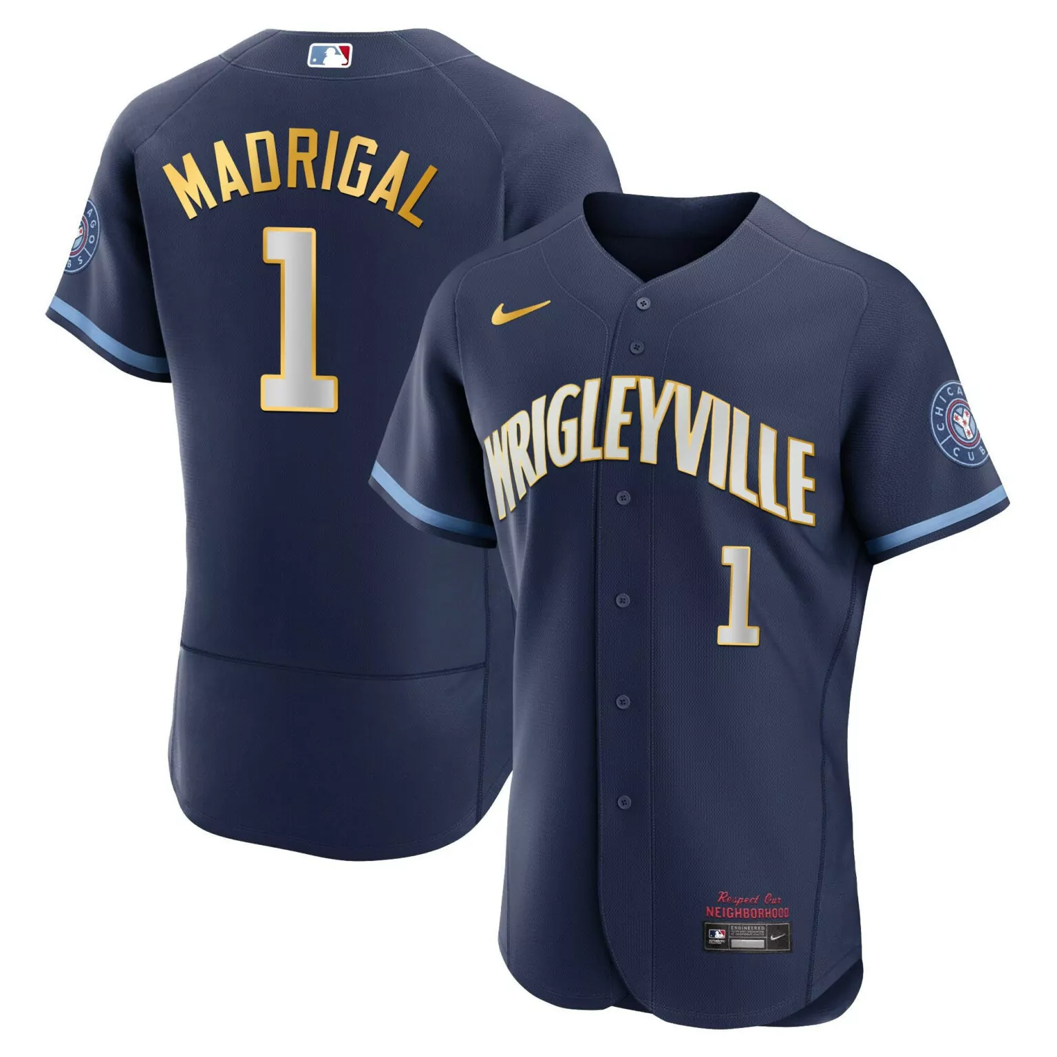 Nick Madrigal 1 Chicago Cubs Jersey Navy City Connect Respect Our Neighborhood Men