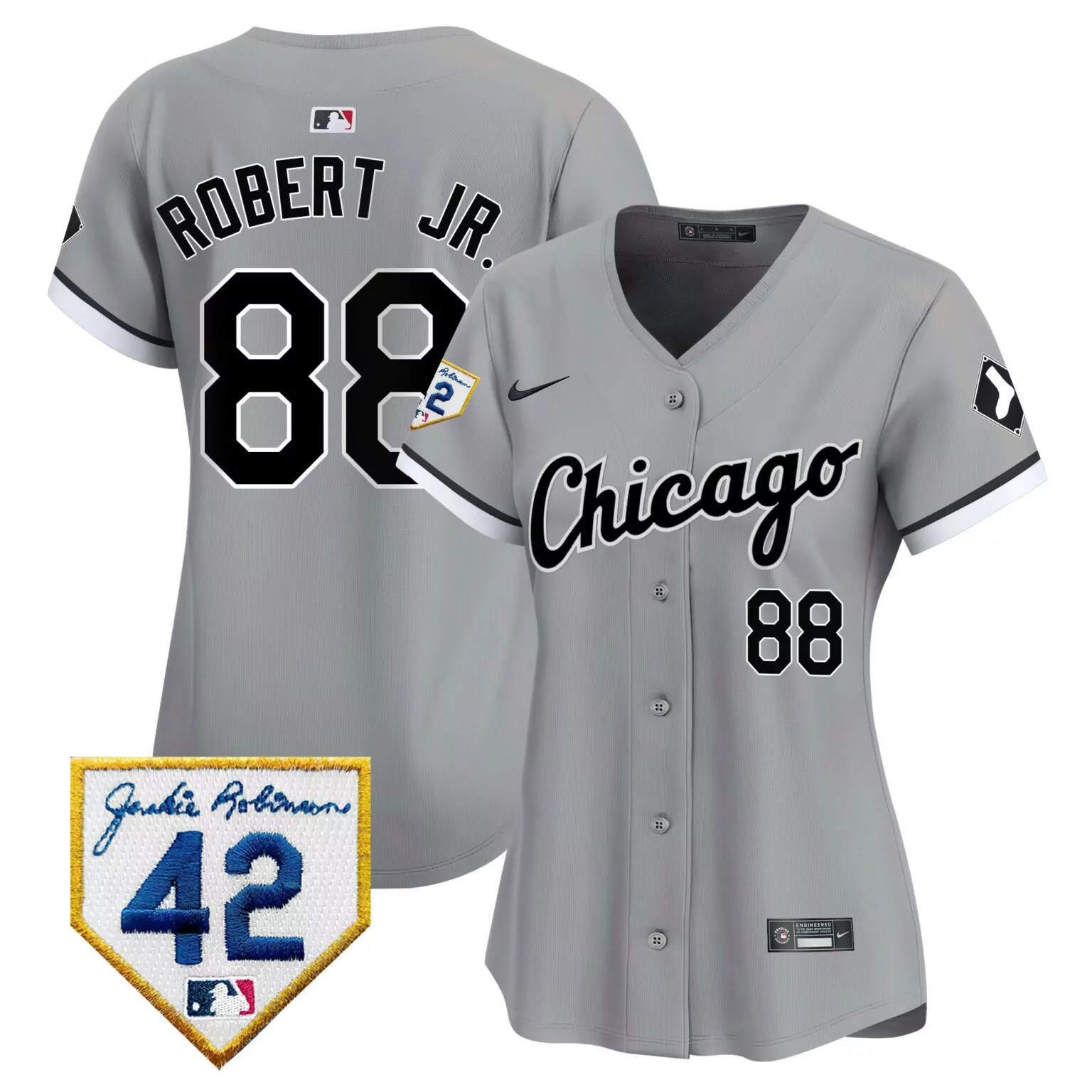 Robert Jr. 88 Chicago White Sox Jersey Grey Jackie Robinson 42 Men Alternate Black