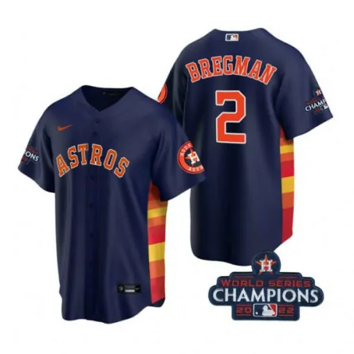 Alex Bregman 2 Astros Jersey Navy World Series Champions 2022 Men Orange Yellow Cool