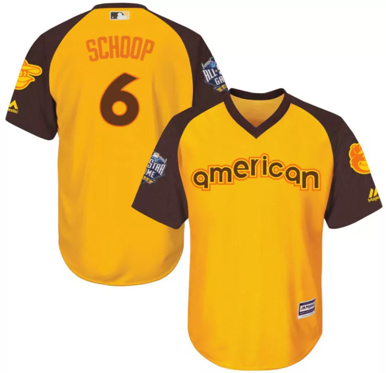 Jonathan Schoop 6 American League Jersey Yellow All-star Game Men Brown Cool Base