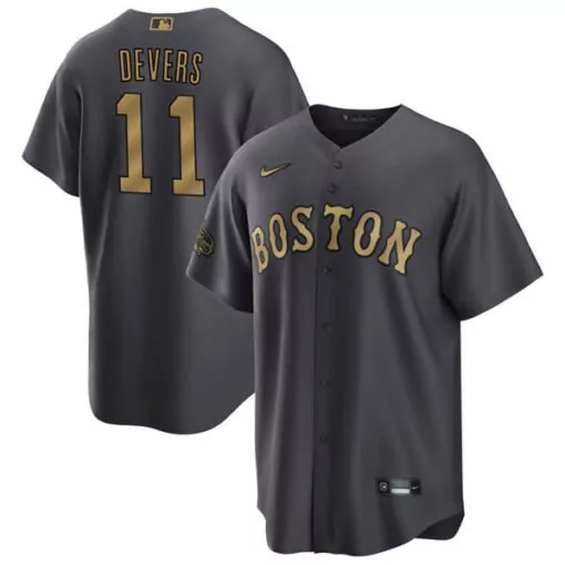 Rafael Devers 11 Boston Red Sox Jersey Gray Men Gold Cool Base Stitched
