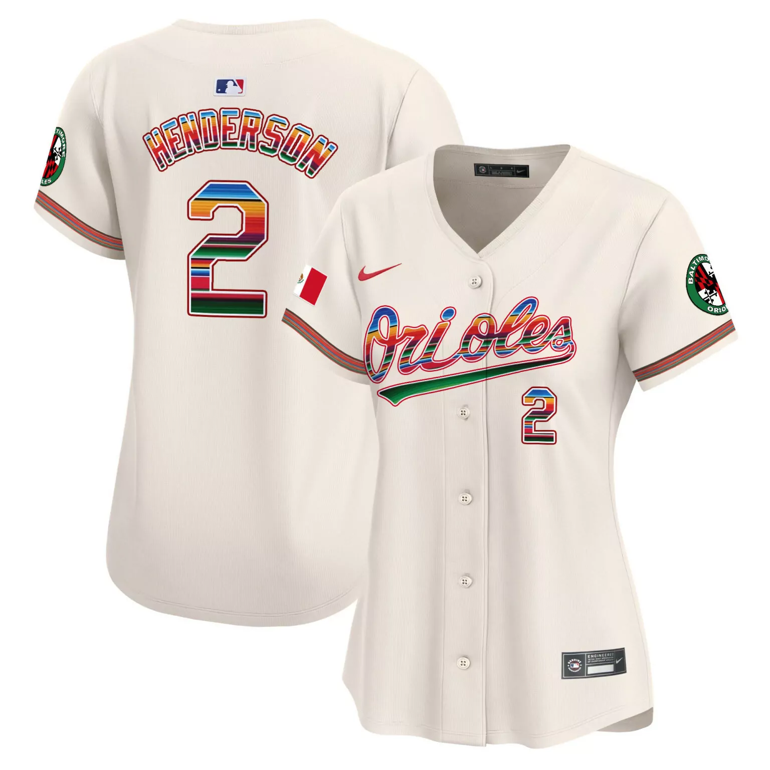 Gunnar Henderson 2 Orioles Jersey Cream City Connect Mexico Flag Team 2023 Women