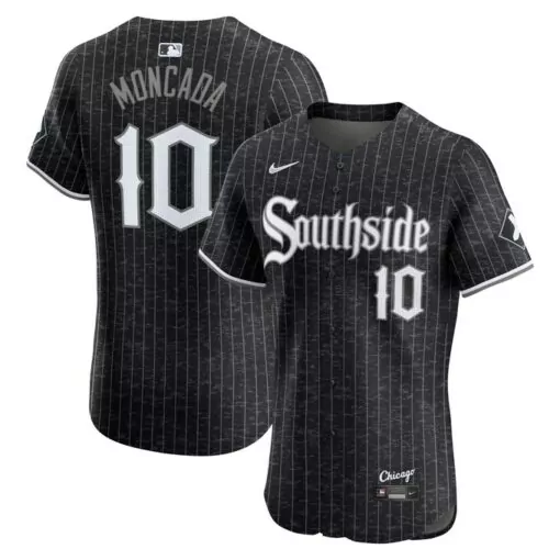 Yoan Moncada 10 Chicago White Sox Jersey Black Men Elite
