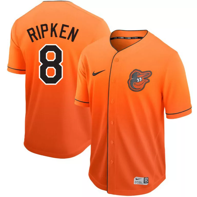 Cal Ripken 8 Baltimore Orioles Jersey Orange Bsbl Men Black White Stitched