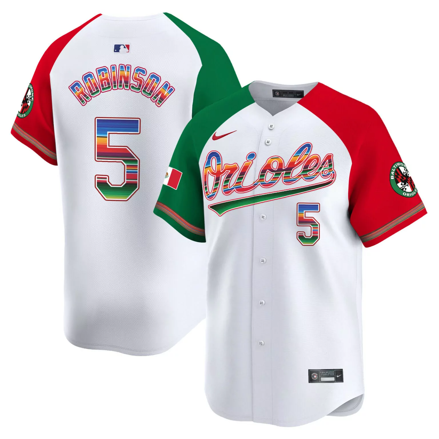 Brooks Robinson 5 Orioles Jersey White Mexico World Baseball Classic Baltimore Flag