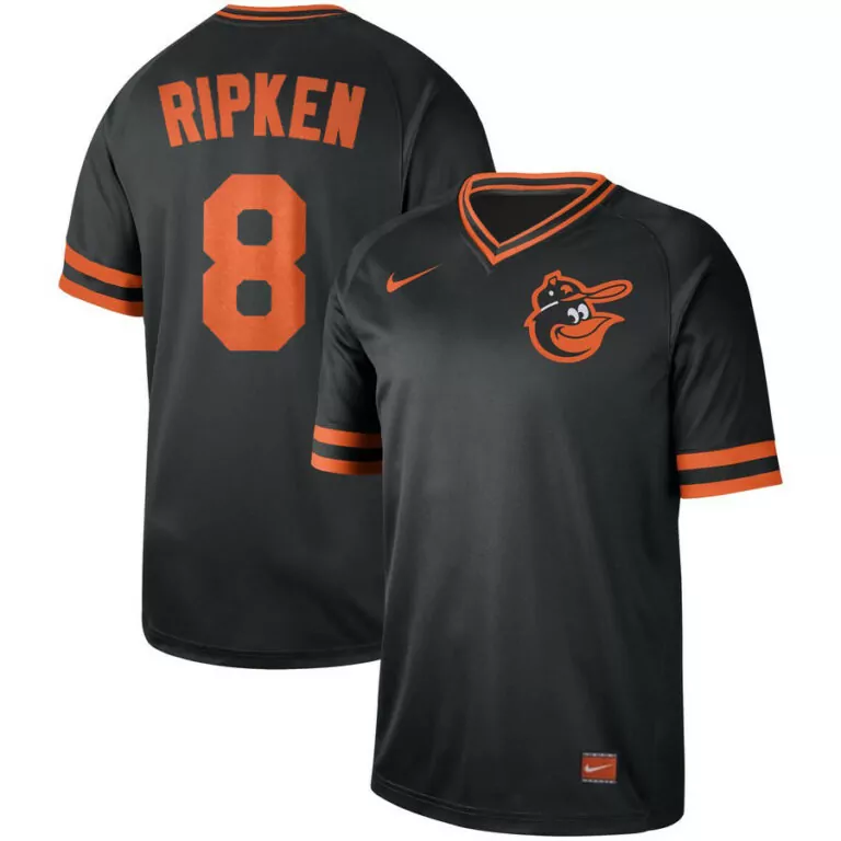 Cal Ripken 8 Baltimore Orioles Jersey Black Men Alternate Orange Cooperstown Collection