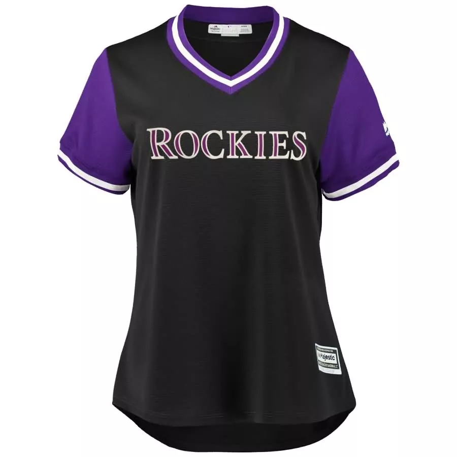 Charlie Blackmon Colorado Rockies Jersey Black Women Purple White Cool Base
