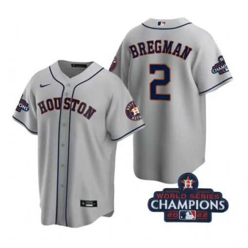 Alex Bregman 2 Houston Astros Jersey Gray World Series Champions 2022 Men Navy Blue