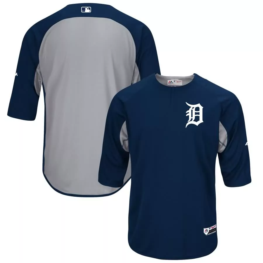 Custom Detroit Tigers Jersey Navy Men Replica Gray Collection