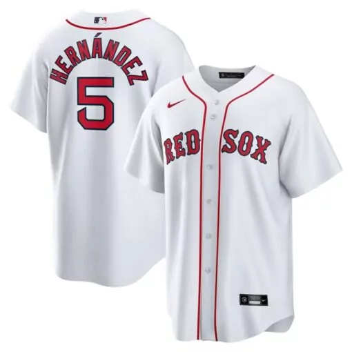 Enrique Hernandez 5 Red Sox Jersey White Men Home Official