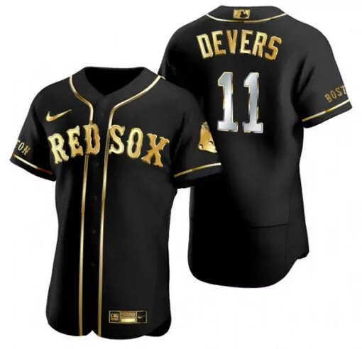 Rafael Devers 11 Boston Red Sox Jersey Black Men Gold Flex Base Stitched