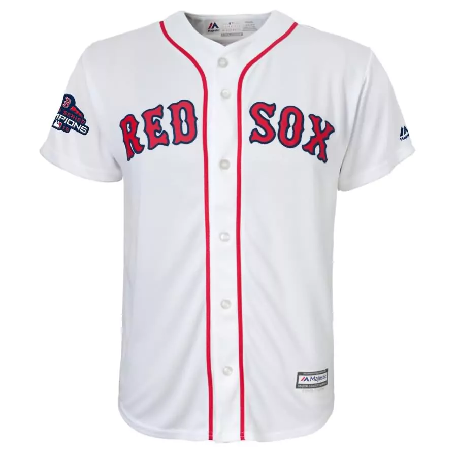 Dustin Pedroia 15 Boston Red Sox Jersey White 2018 World Series Champions Men Navy