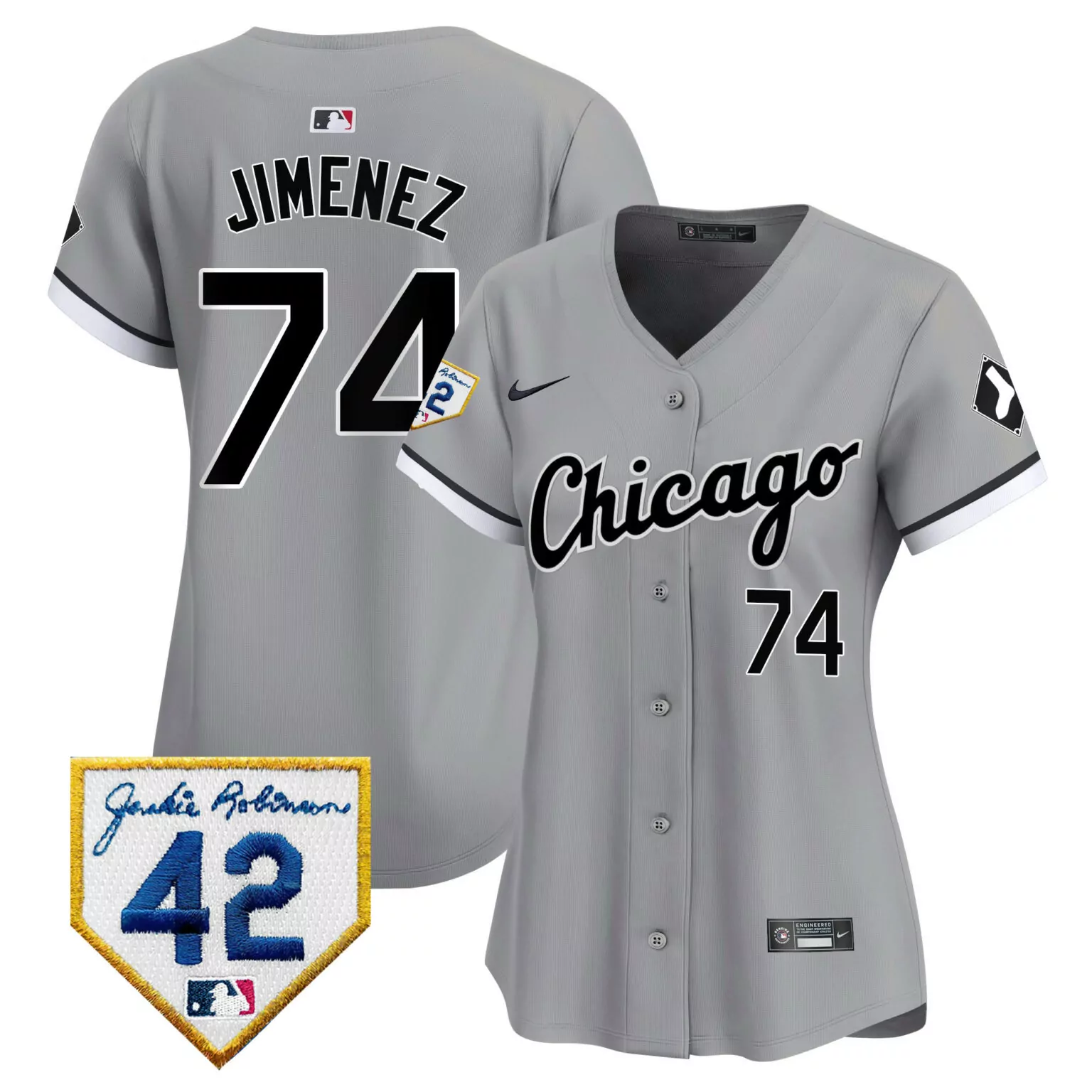 Eloy Jimenez 74 Chicago White Sox Jersey Gray Jackie Robinson Day 42 Men Alternate
