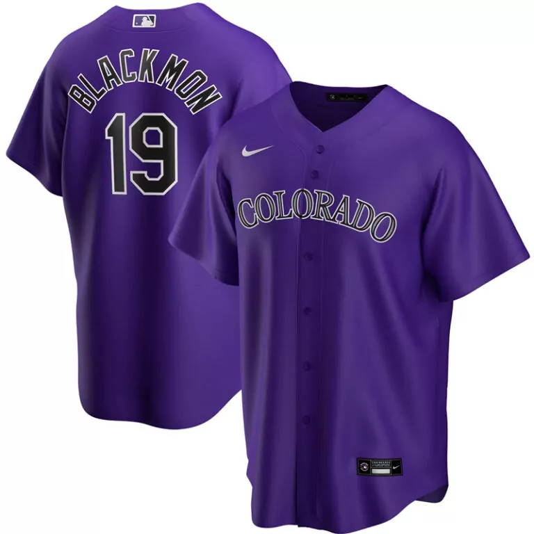 Charlie Blackmon 19 Jersey Purple Colorado Rockies Men Black White Alternate