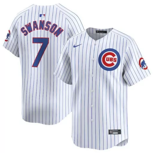 Dansby Swanson 7 Cubs Jersey White Men Blue Red Home Stitched