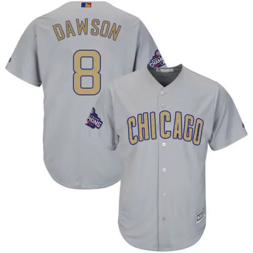 Andre Dawson 8 Chicago Cubs Jersey Gray World Series Champions Men Gold Blue Cool