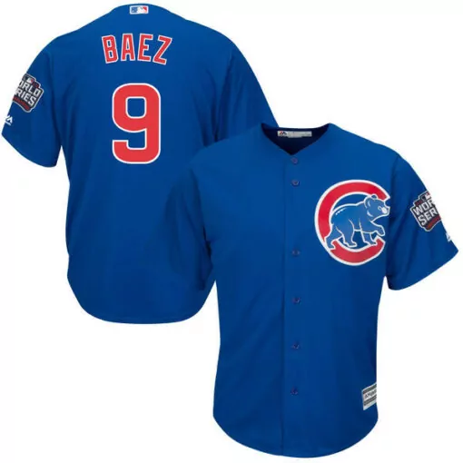 Javier Baez 9 Cubs Jersey Blue World Series Men Red White Cool Base