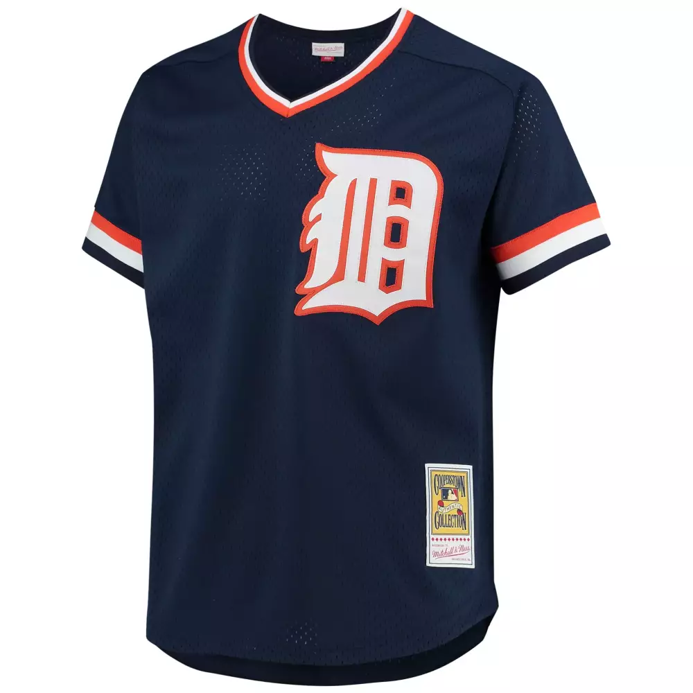 Alan Trammell Detroit Tigers Jersey Navy Cooperstown Collection Men Orange White