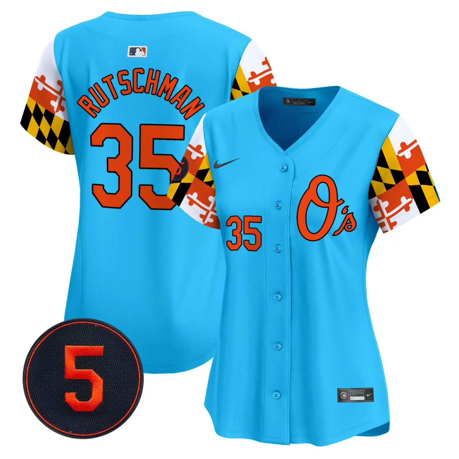 Adley Rutschman 35 Orioles Jersey Blue City Connect Men Alternate Split Design Orange