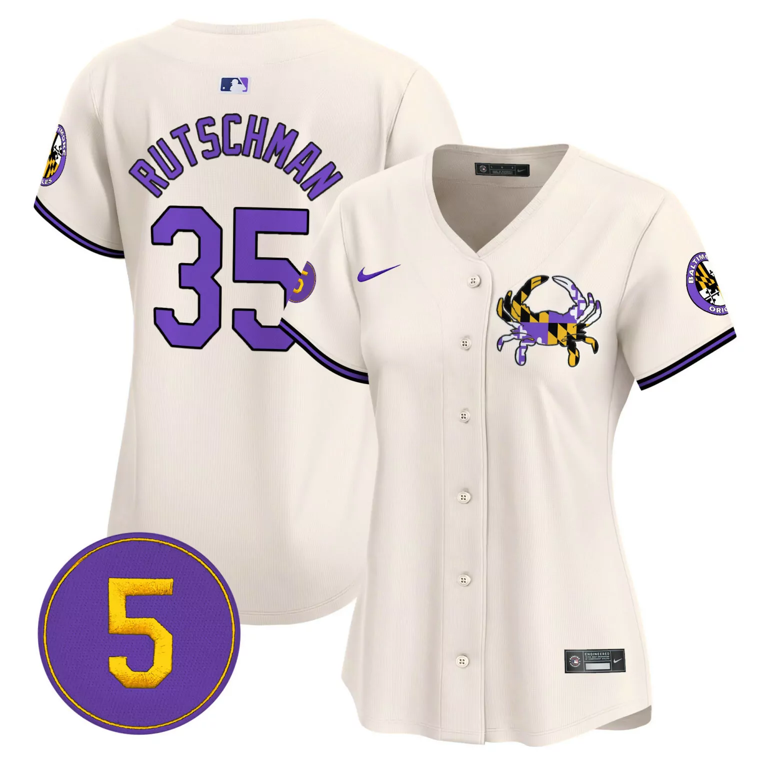 Adley Rutschman 35 Jersey Cream City Connect Baltimore Orioles Purple Gold All Stitched