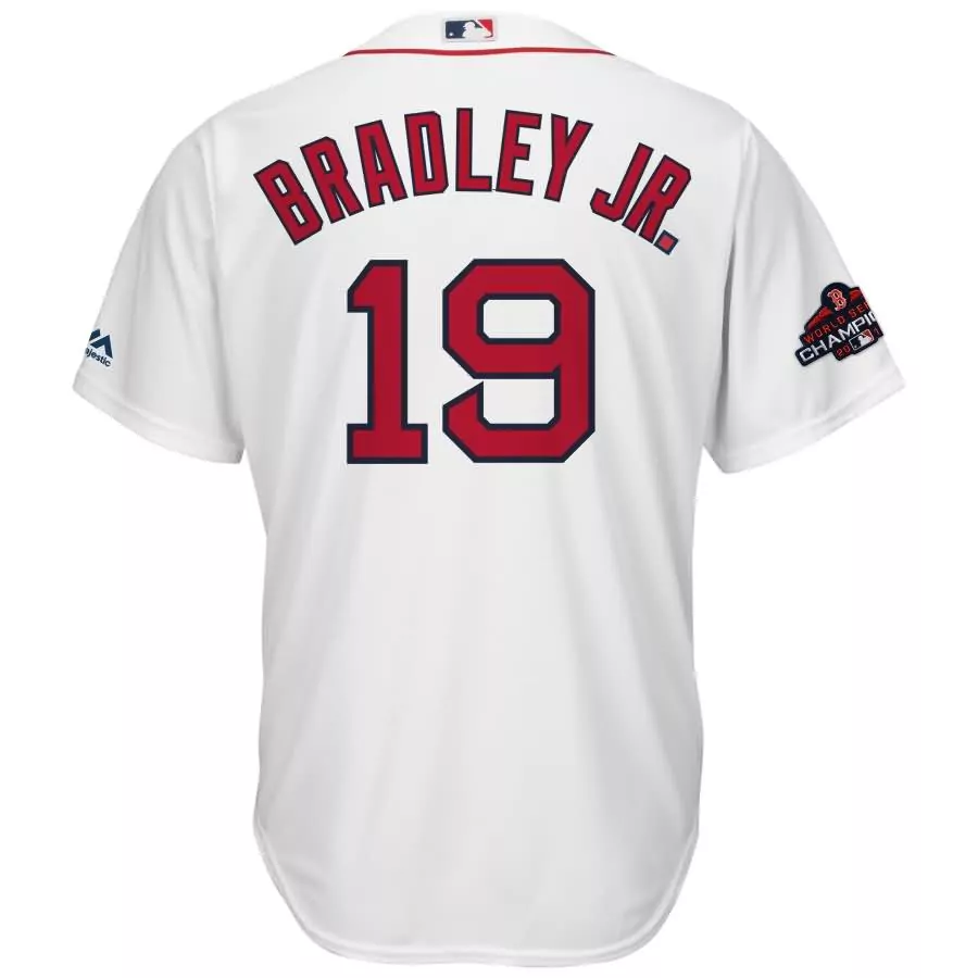 Jackie Bradley Jr. 19 Jersey White Boston Red Sox World Series Champions 2018 Men