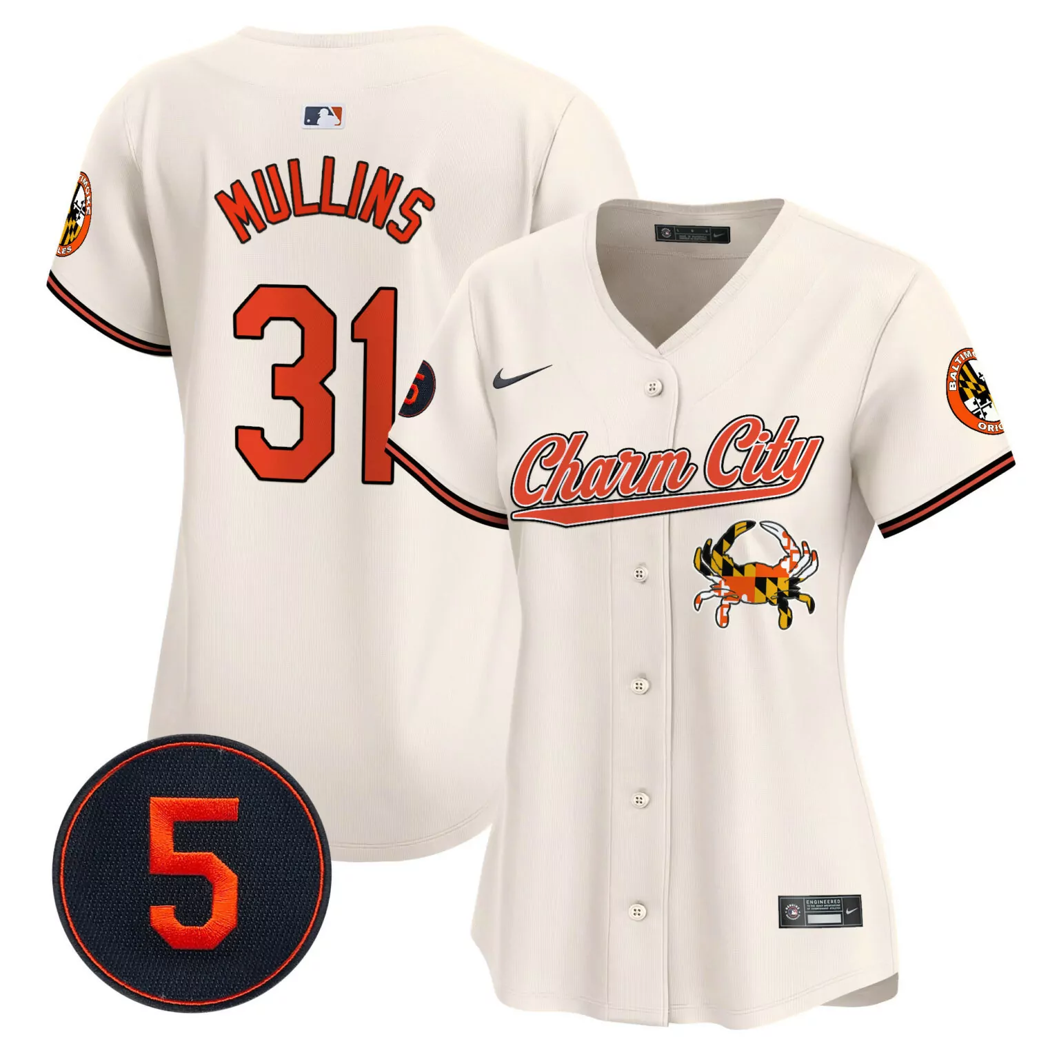 Cedric Mullins 31 Jersey Cream City Connect Baltimore Orioles Maryland Flag Crab Charm