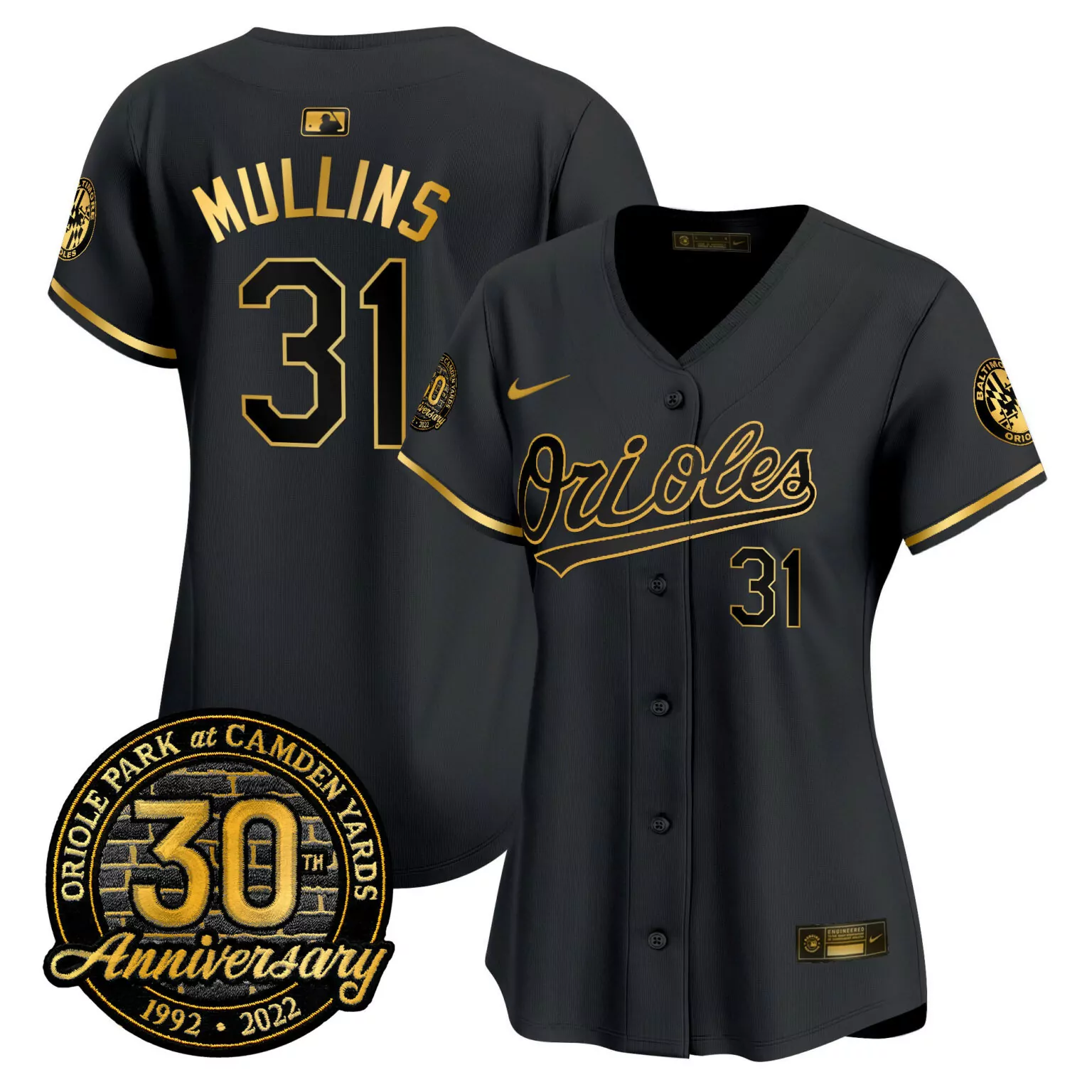 Cedric Mullins 31 Orioles Jersey Black 30th Anniversary 2022 Men Gold All Stitched