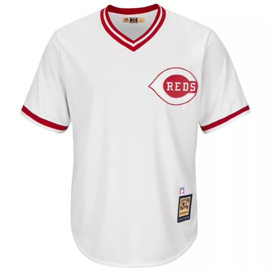 Custom Cincinnati Reds Jersey White Cooperstown Collection Majestic Athletic Men